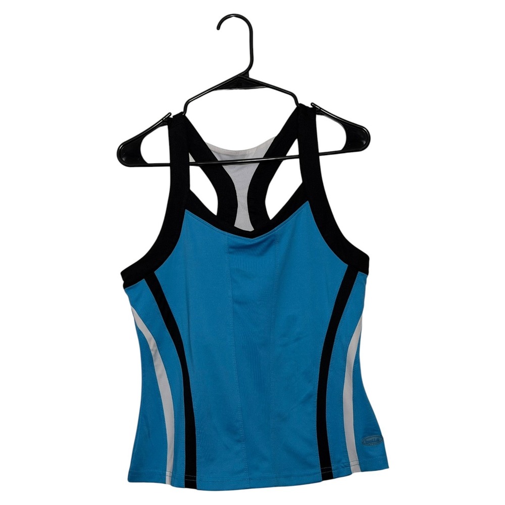 Bolle Vintage Y2K Sporty Racerback Tennis Tank Shelf Bra Blue Colorblock Medium